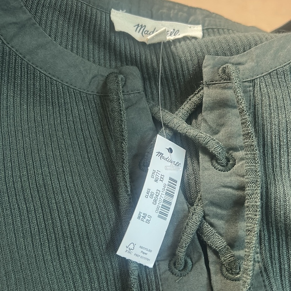 NWT Madewell Lace-Up Ribbed Top - Picture 6 of 8